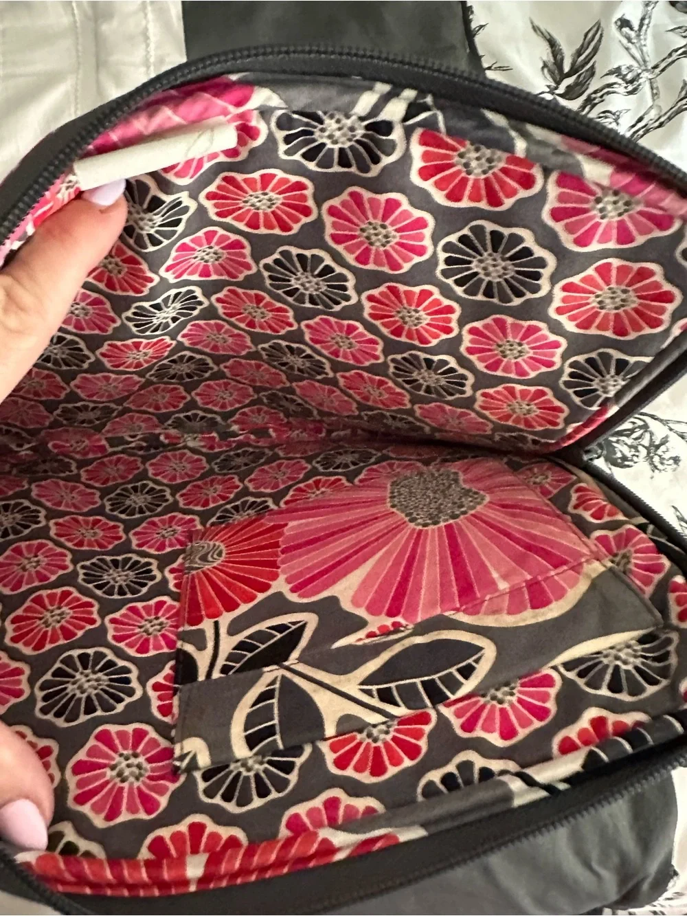 Vera Bradley Floral Quilted Laptop Sleeve in Pink and Gray